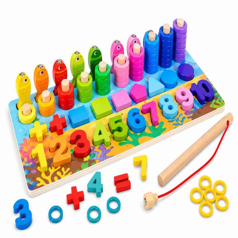 6 in 1 Logarithmic Board- Activity Toys- Color, Count, Fishing, Shape, Number and Basic Math image 3