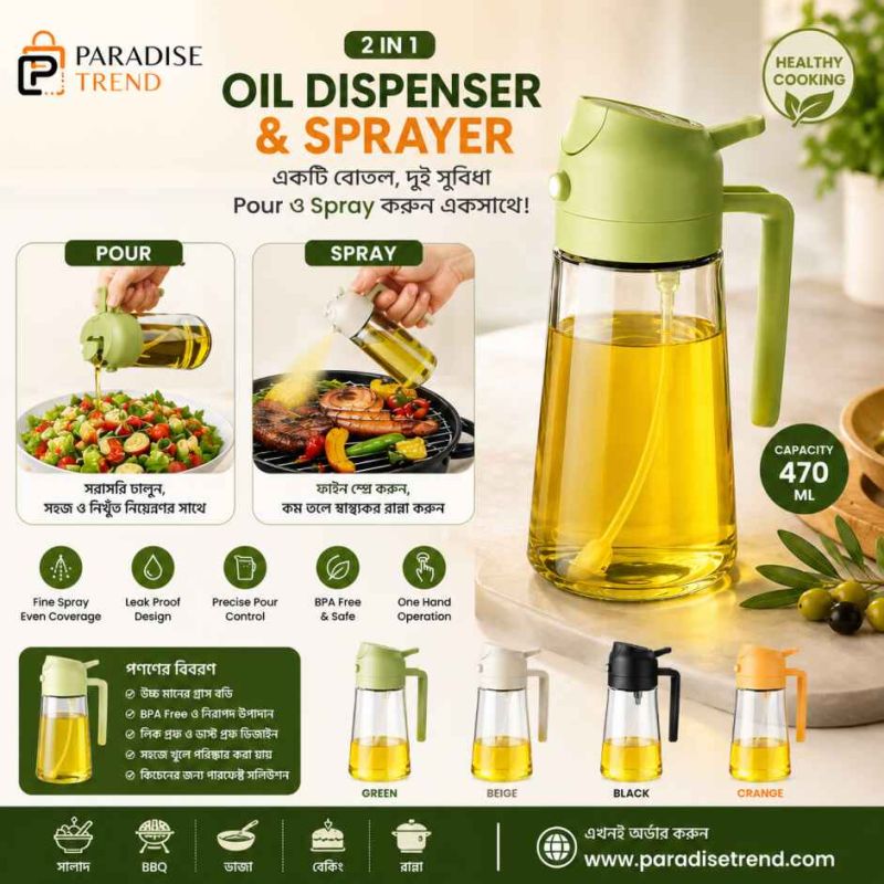 2 in 1 Oil Dispenser & Sprayer Bottle – Premium Glass Oil Spray Bottle for Healthy Cooking image 5